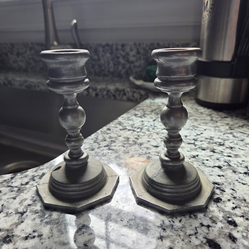 Elegant Pewter Candlestick Holders